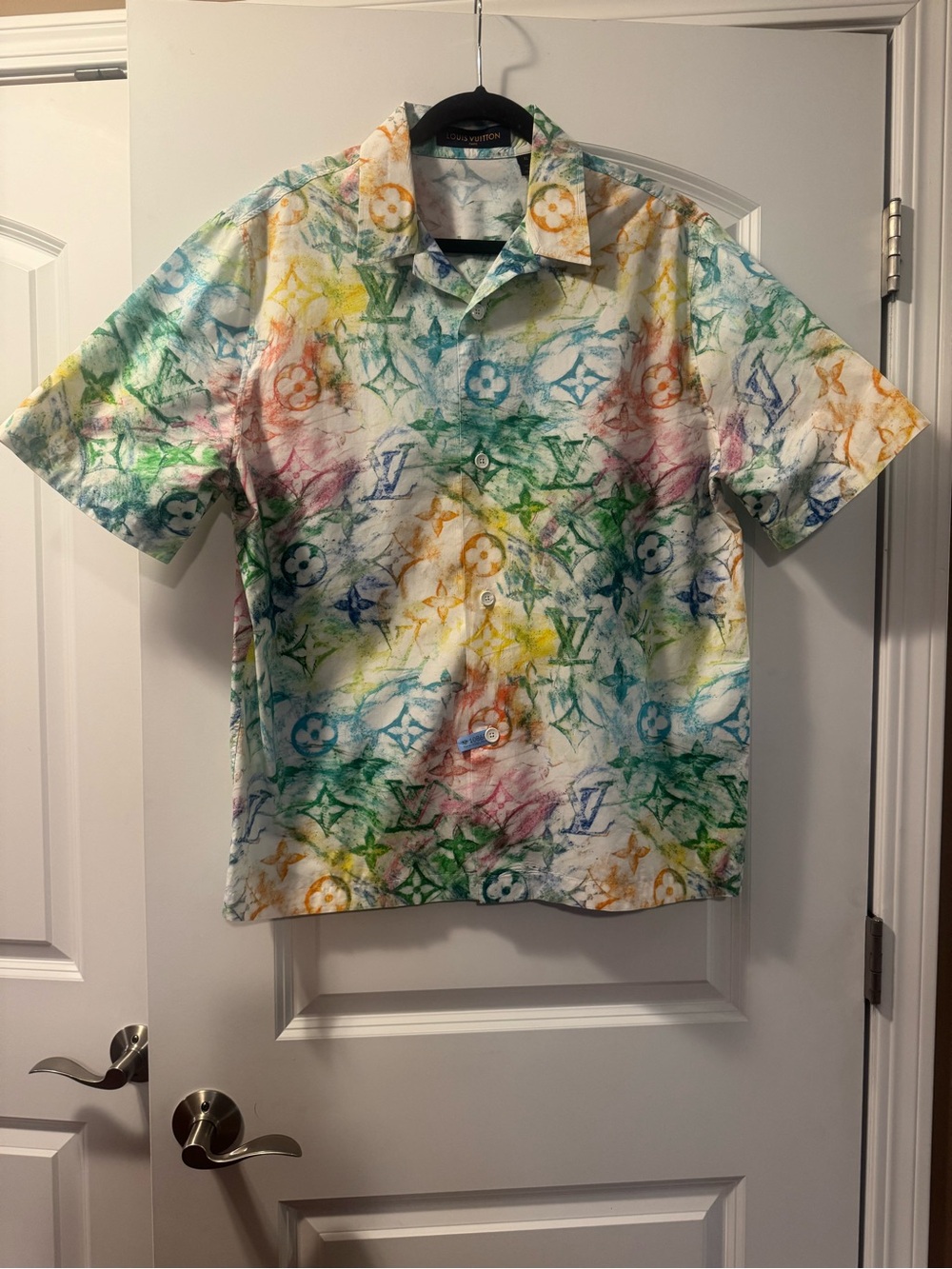 Authentic LV Louis Vuitton Pastel Multicolor Monogram Button Down Shirt Sz. XL